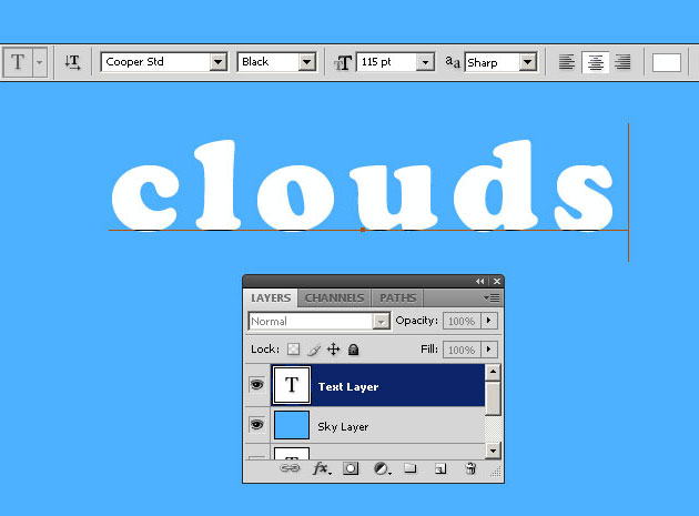 Add The Text For The Clouds Font Photoshop