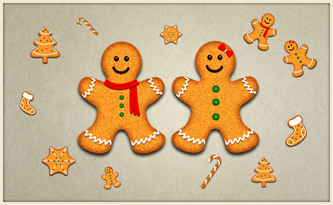 Gingerbread Christmas Cookie Vector Decorations Photoshop Tutorial