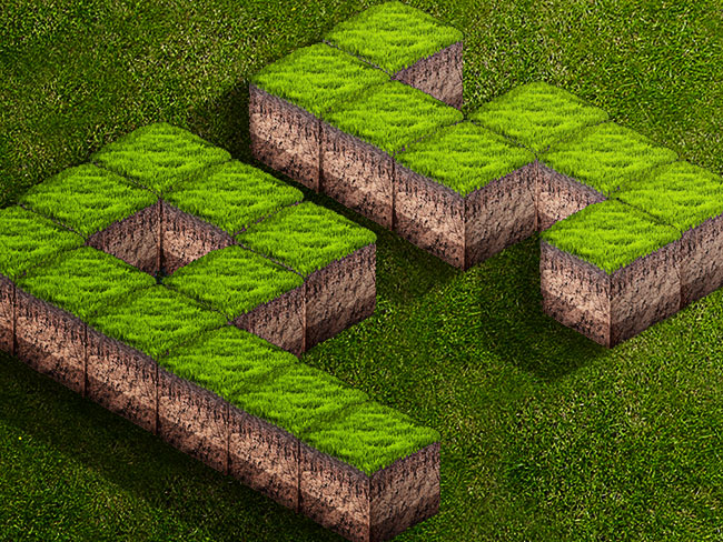 3D isometric grass text effect in photoshop