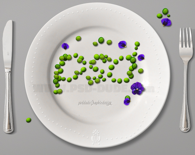 food typography green peas and pansy flower arrangement