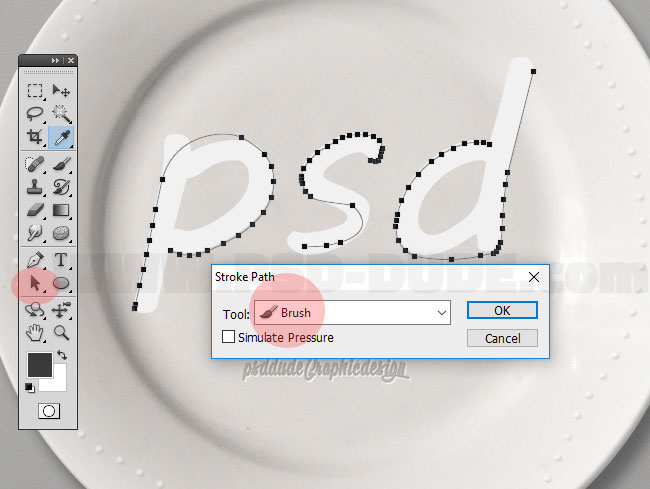 stroke path with brush in photoshop
