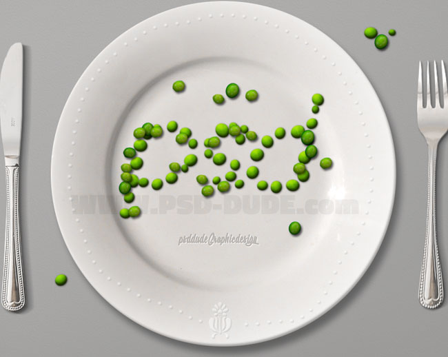 photoshop green peas on plate tutorial