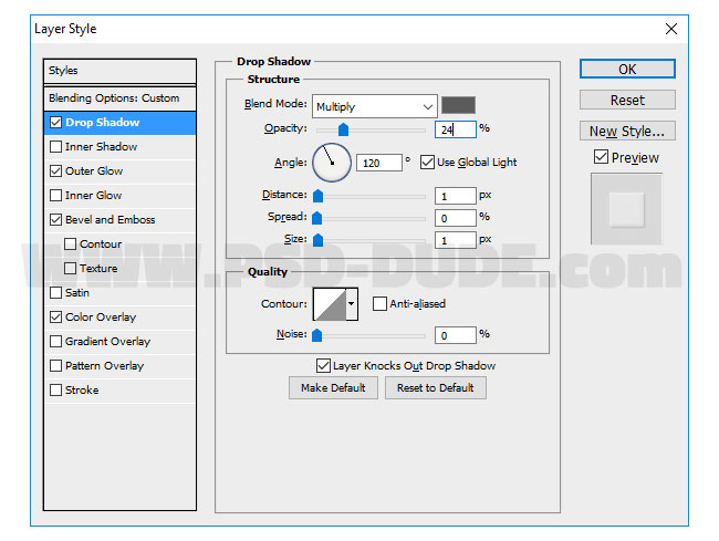 photoshop drop shadow