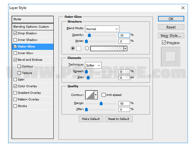 photoshop outer glow layer style