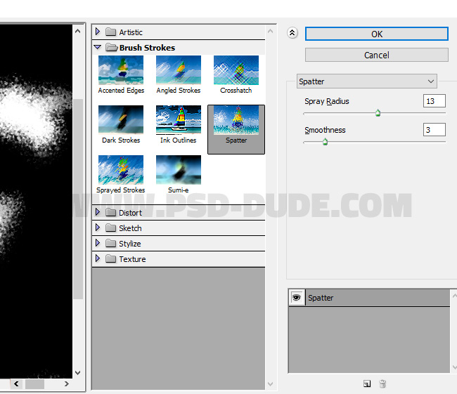 spatter filter in photoshop