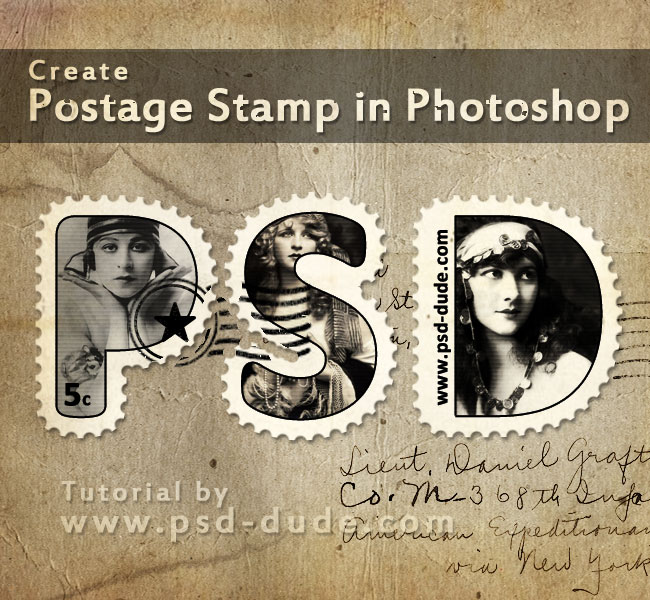 vintage postage stamp photoshop