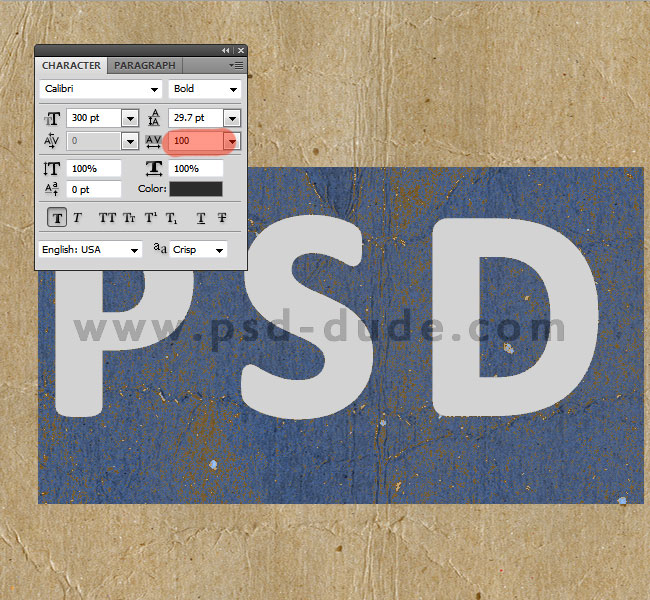 photoshop text tracking