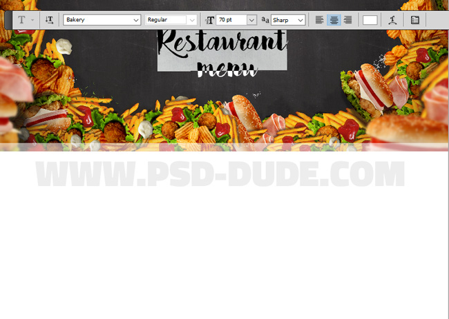 Adding Title To The Restaurant Menu Template In Photoshop