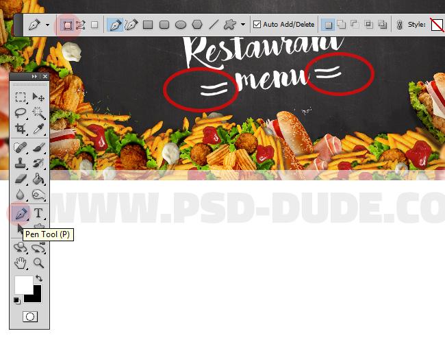 Photoshop Restaurant Menu Adding Text Decorations