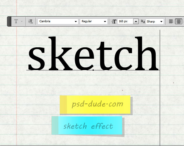 Add Sketch Text On Notebook Paper