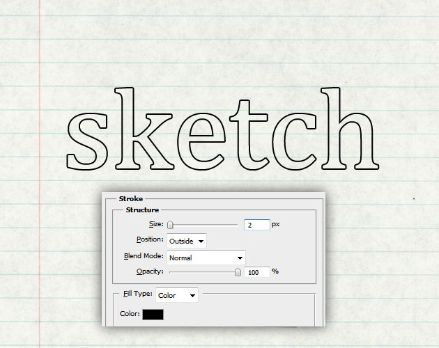 Sketch Text Outline in Photoshop
