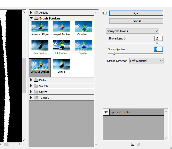 photoshop Brush Strokes Sprayed Strokes filter