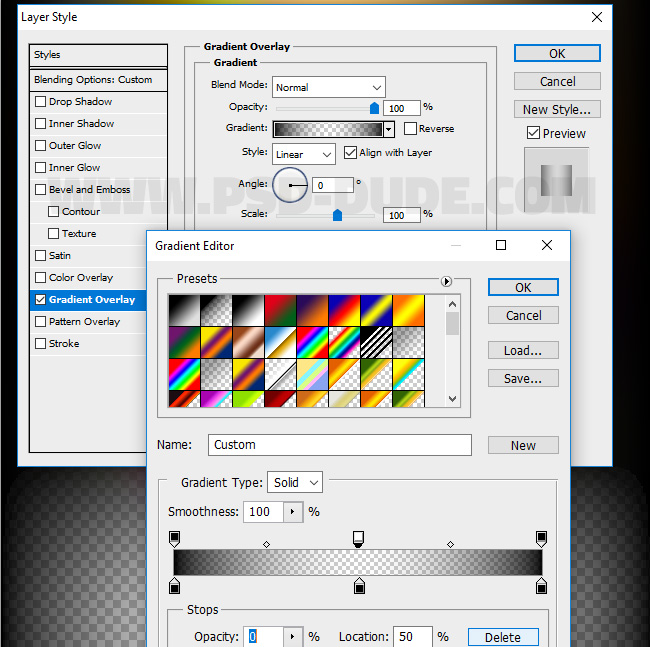 gradient overlay in photoshop