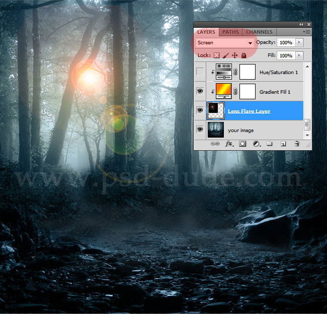 Add Lens Flare Photoshop