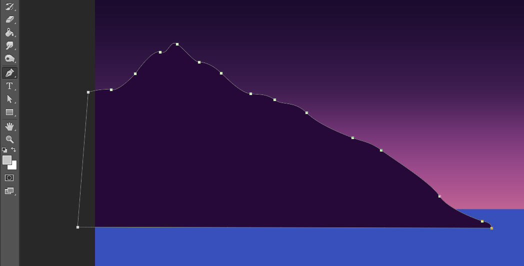 draw vector mountain using the pen tool