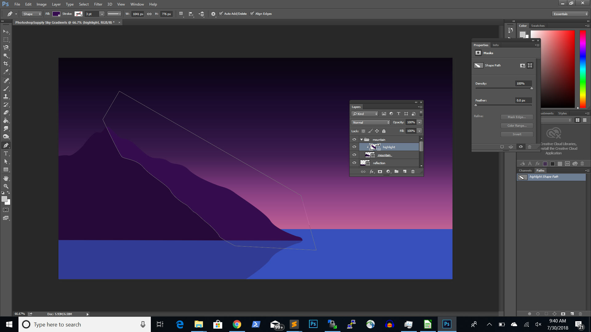 draw vector mountain highlights