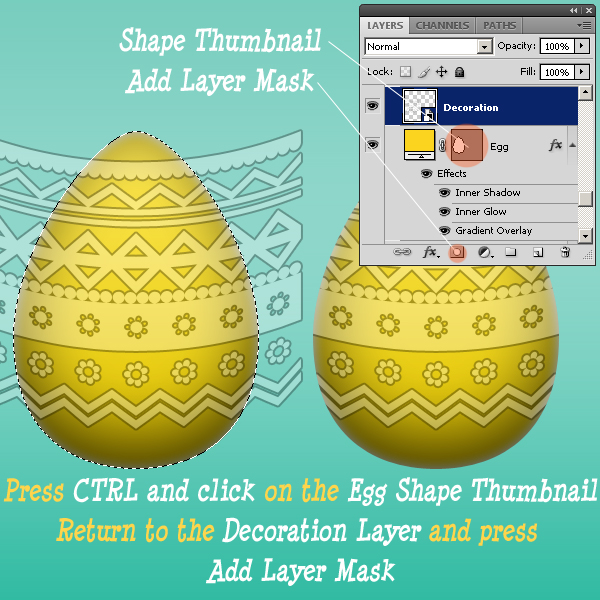 Use Layer Mask To Blend Easter Egg Decorations In Photoshop