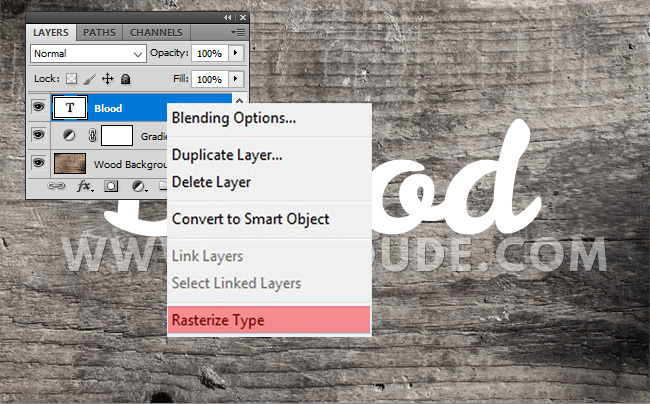 rasterize text layer photoshop