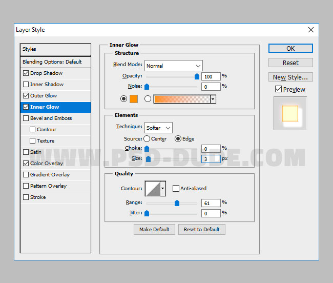 inner glow layer style settings