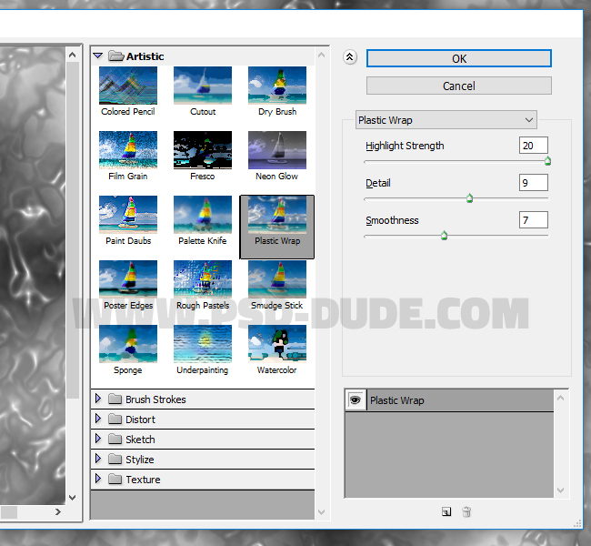 filter artistic plastic wrap photoshop