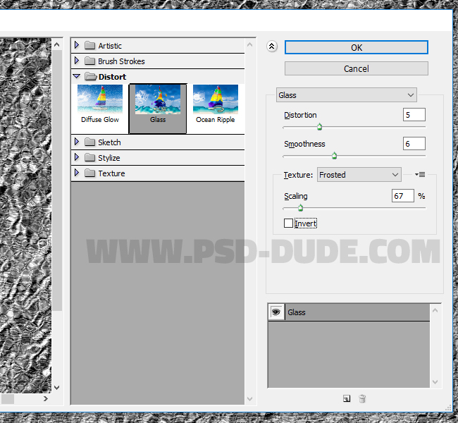 filter distort glass photoshop