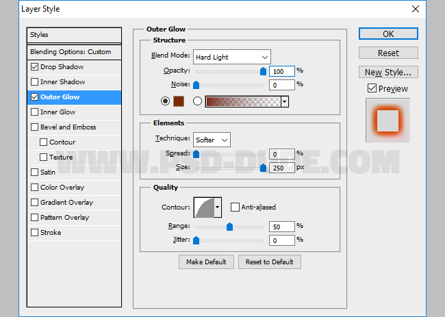 outer glow in photoshop