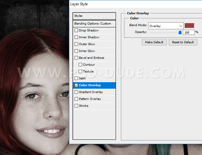 photoshop change hair color to red