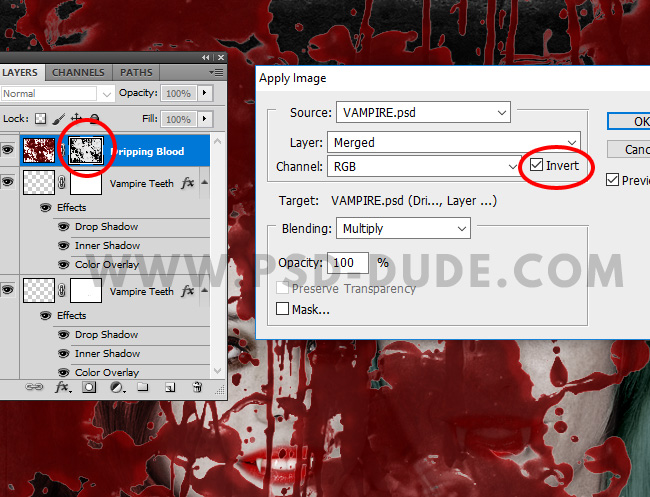 photoshop mask dripping blood