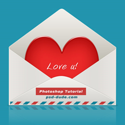 Heart in Envelope Icon Psd Tutorial psd-dude.com Tutorials