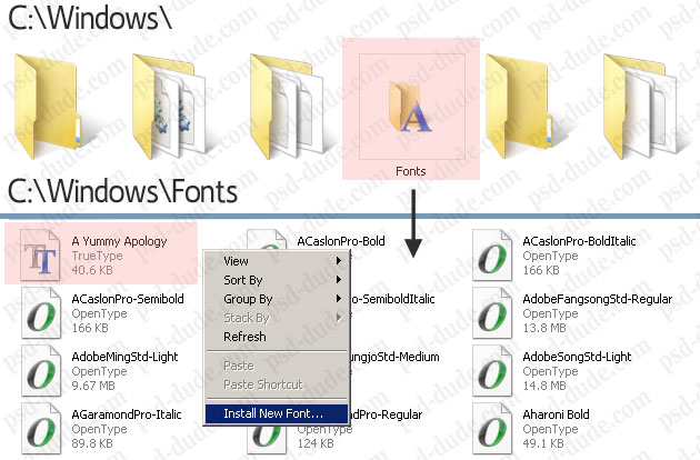 How to install font in Photoshop