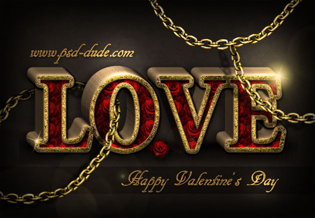 Love Roses Text in Photoshop for Valentine Day