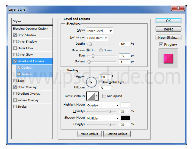 layer style bevel and emboss