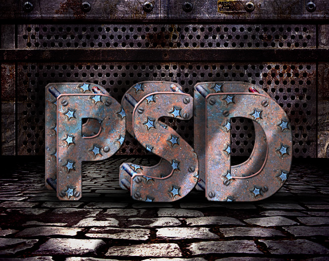 grunge rusty metal text in photoshop