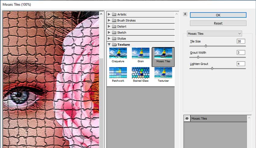Photoshop Mosaic Tiles Filter