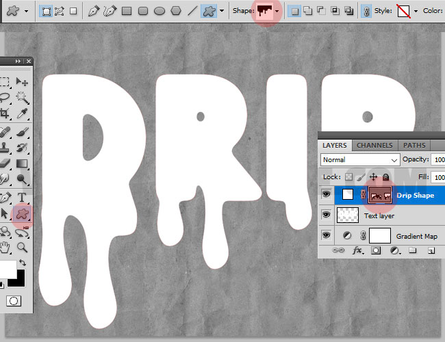 drip shapes in photoshop
