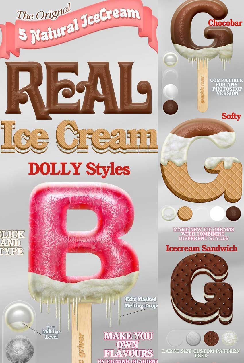 5 Real Ice cream Styles for Photoshop