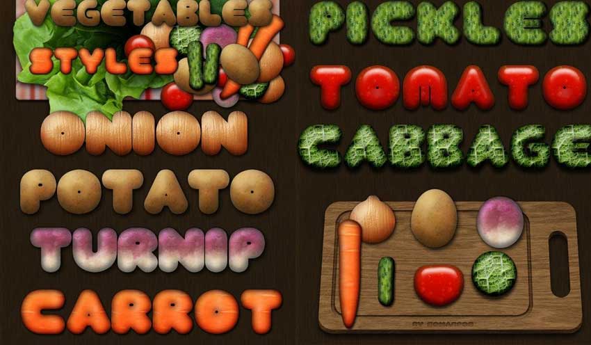 Vegetables Photoshop Styles Freebie