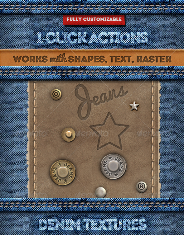 Stitched Leather and Jeans Label Photoshop Action