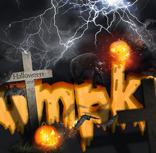 Make a spooky halloween pumpkin text effect in photoshop