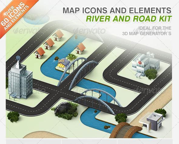 Map Landscape Icons Photoshop Creator Kit