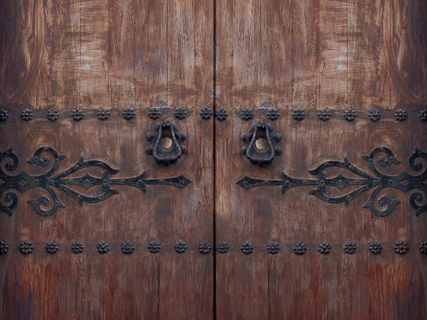 Antique wood front door texture
