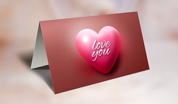 Valentines Day Greeting Card PSD Mockup