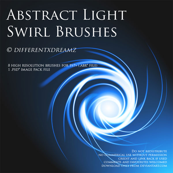 Abstract Light Swirl Brushes by differentxdreamz photoshop resource collected by psd-dude.com from deviantart