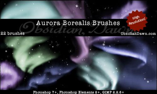 Aurora Borealis Brushes by redheadstock photoshop resource collected by psd-dude.com from deviantart