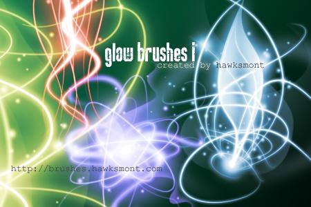 Glow Brushes I by hawksmont photoshop resource collected by psd-dude.com from deviantart