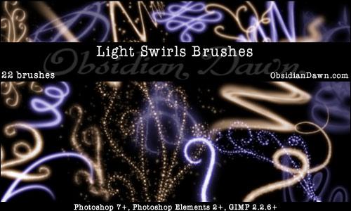 Light Swirls Brushes by redheadstock photoshop resource collected by psd-dude.com from deviantart