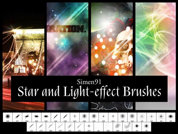 Star and Lighteffect Brushes by simen91 photoshop resource collected by psd-dude.com from deviantart