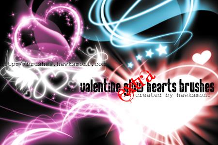 Valentine Glow Hearts by hawksmont photoshop resource collected by psd-dude.com from deviantart