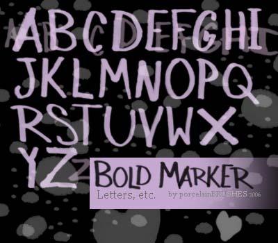 BOLD MARKER letters by porcelainBRUSHES photoshop resource collected by psd-dude.com from deviantart