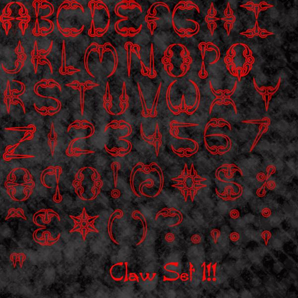 Claw Font Brushes by Vampire-Maiden photoshop resource collected by psd-dude.com from deviantart